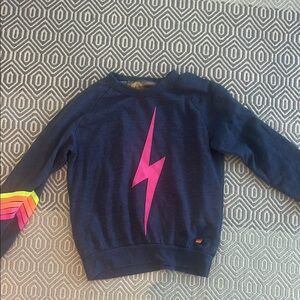 Aviator Nation Blue and Pink Lightning Bolt Hoodie